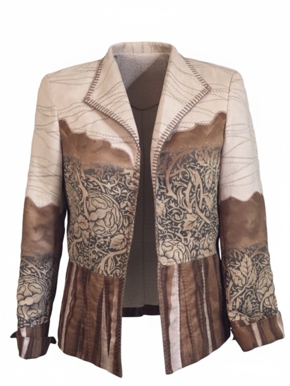 Coldwater Creek Neutral Jacket Brown Tan Faux Suede Like  Blazer Womens size 8